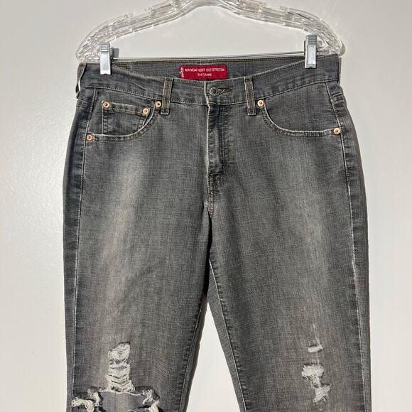 Levi’s 515 Nouveau BootCut Stretch Low Rise Distressed Gray Jeans Womens Size 8 - Picture 2 of 7
